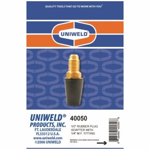 UNIWELD 40050 1/2 inch RUBBER PLUG ADAPTOR (1/2 inch x 3/4 inch CONE) UPC 40050