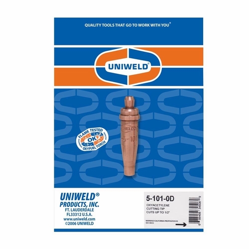 Uniweld 5-101-00D Oxyacetylene Cutting Tip, Cuts Up To 1/4 Inch  - (Display Pkg.) Upc 34505