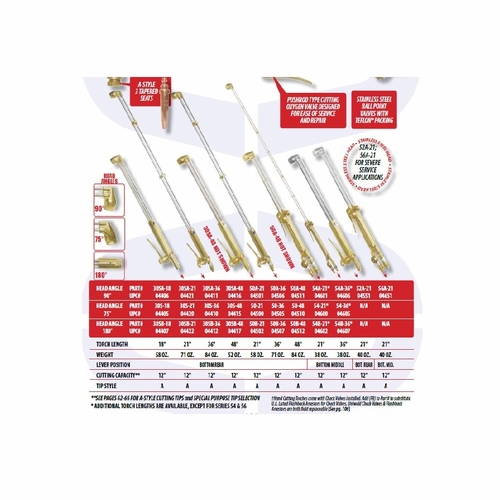 Uniweld 54B-36 / Upc 04607 Hand Cutting Torch 180 36 Inch  Bottom Middle Lever Fuel/Gas Minimum Ord