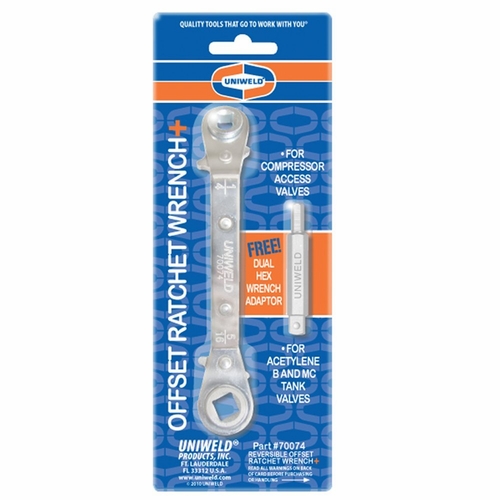 UNIWELD 70074 OFFSET RATCHET WRENCH + FREE DUAL HEX WRENCH UPC 70074
