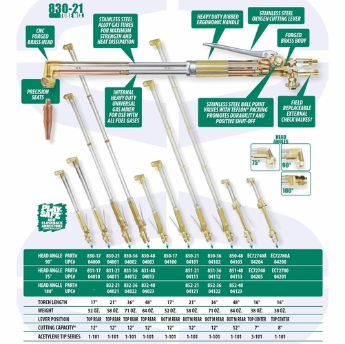 Uniweld 831-17Fb / Upc 04035 Hand Cutting Torch 75 17 Inch  Top Rear Lever Fuel/Gas W/Flashback  Ar