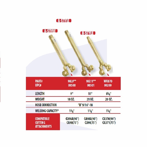 Uniweld 98L11 / Upc 00501 Welding Handle 11 Inch  Hvy Duty W/O Mixer Minimum Order 1