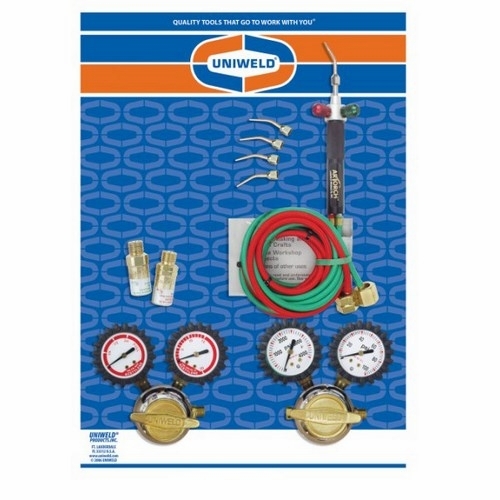 UNIWELD ART1003B / UPC 82803 Artorch Acetylene Kit, w/ 6 Twin Hose foot "B", 5 Curved Tips,