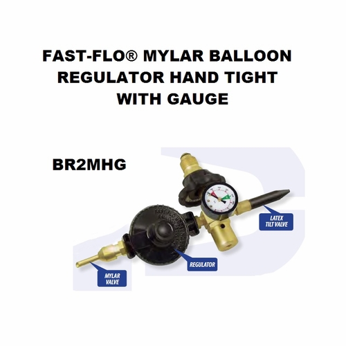 UNIWELD BR2MHG / UPC 14206 Fast-Flo Mylar Balloon Regulator Hand Tight w/Gauge MINIMUM ORDER 1