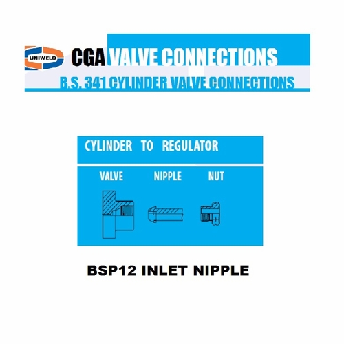 UNIWELD BSP12-2 / UPC 12931 Inlet Nipple BS341 1/4 inch - 18 NPT 3-1/4 inch Long MINIMUM ORDER 1 N