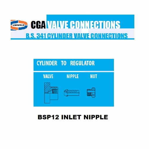 UNIWELD BSP12 / UPC 12930 Inlet Nipple BS341 1/4 inch - 18 NPT 2-3/4 inch Long MINIMUM ORDER 1