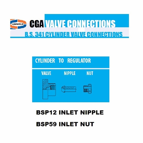 UNIWELD BSP59-2 / UPC 12933 Inlet Nut BS341 G 5/8 A-BPS R.H. MINIMUM ORDER 1