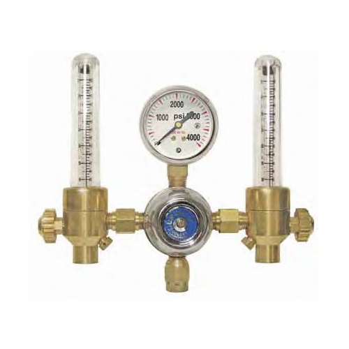 UNIWELD DEF14 / UPC 12550 Two Gas Calibration Dual Flowmeter Regulator Argon 10-70 Helium 25-205 CGA
