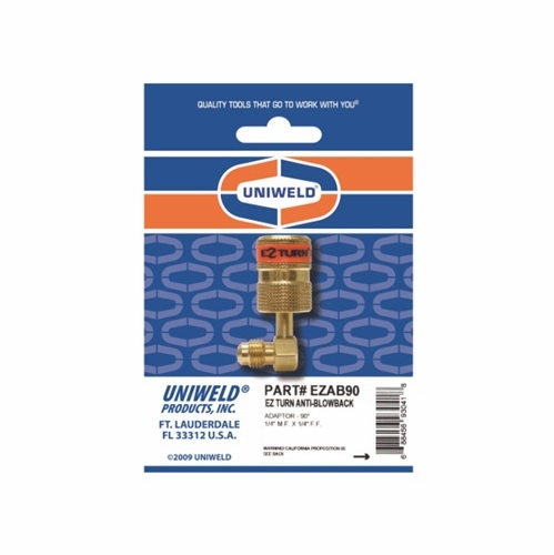 UNIWELD EZAB90 EZ TURN ANTI-BLOWBACK ADAPTOR, 90 degree 1/4 inch M.F. X 1/4 inch F.F.