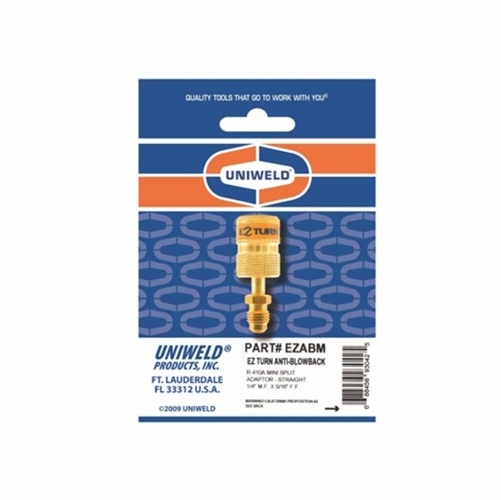 UNIWELD EZABM EZ TURN ANTI-BLOWBACK R410A MINI SPLIT ADAPTOR, STRAIGHT 1/4 inch M.F. x 5/16 in F.F.