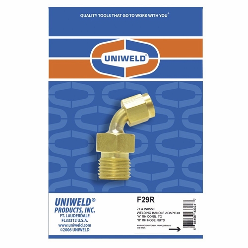 UNIWELD F29R ADAPTOR, A-RH HANDLE TO B-RH HOSE NUT UPC 43324