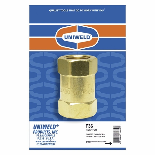 UNIWELD F36 / UPC 43319 Cylinder to Regulator Adaptor CGA320 to CGA580 MINIMUM ORDER 1