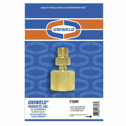 UNIWELD F59R ADAPTOR, B-RH REGULATOR TO A-RH HOSE NUT UPC 43328