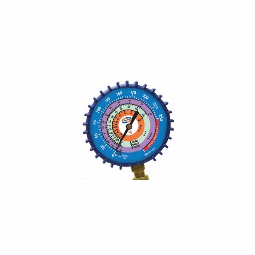 UNIWELD G10LD-5 2.5 inch BLUE/LOW PRESSURE LPF GAUGE W/BOOT, (PSI-kg/cmý-øC) (R134a/R404A/R507) UPC