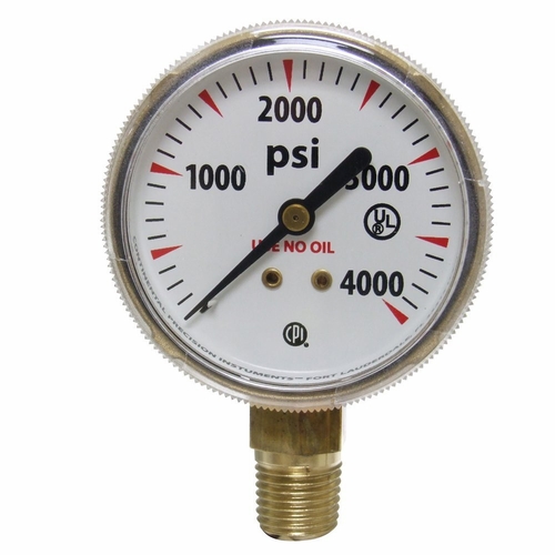 UNIWELD G27D / UPC 54308 2.5 inch Gauge 1/4 inch NPT BM 4000 PSI Brass Case Display Card MINIMUM O