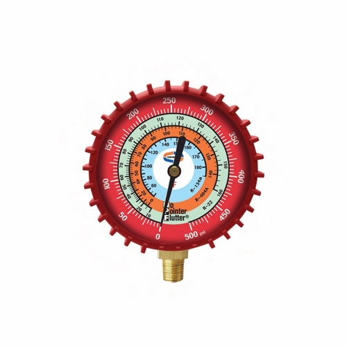 UNIWELD G29D 2.5 inch BRASS HIGH PRESSURE LPF GAUGE, (PSI øF) (R22/R404A/R134a) UPC 53020