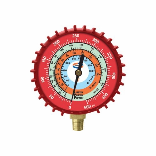 UNIWELD G29ND-5 2.5 inch RED/HIGH PRESSURE NPF GAUGE W/RUBBER BOOT, (PSI-kg/cmý-øC) UPC 53063