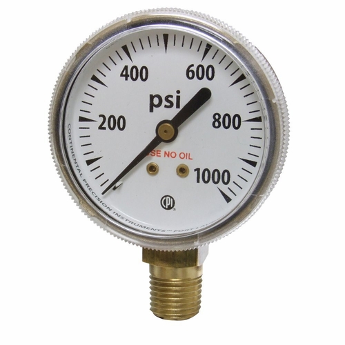 UNIWELD G34SD / UPC 54586 2 inch Gauge 1/4 inch NPT BM 1000 PSI Gold Steel Case Display Card MINIM