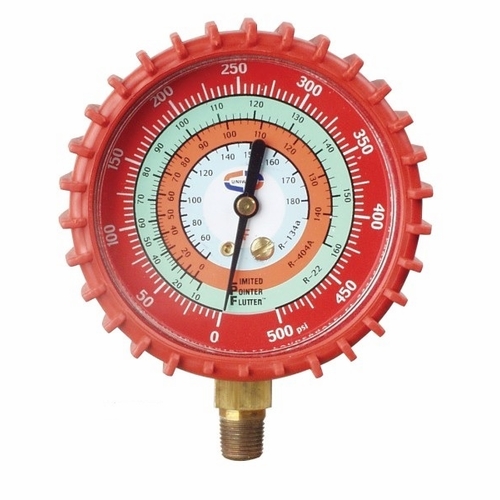 UNIWELD G529ND 2.5 inch RED/HIGH PRESSURE NPF GAUGE W/BOOT, (PSI øF) (R410A/R22/R404A) UPC 53560 N