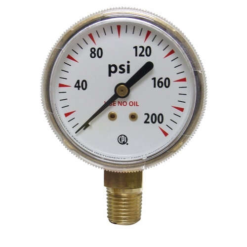 Uniweld G6 / Upc 54510 2 Inch  Gauge1/4 Inch  Npt Bm 100 Psi Brass Case Minimum Order 50