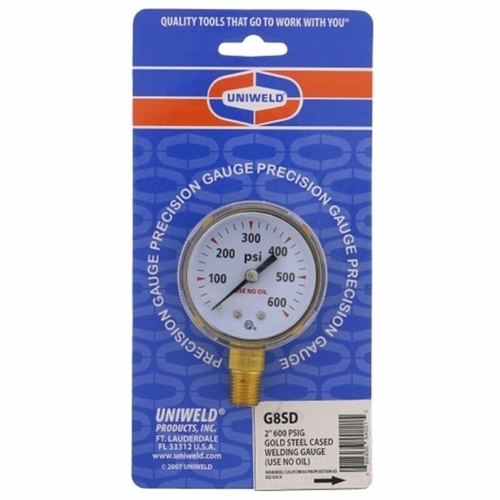UNIWELD G8SD 2 inch 600 PSI GOLD STEEL, B.M. GAUGE UPC 54221