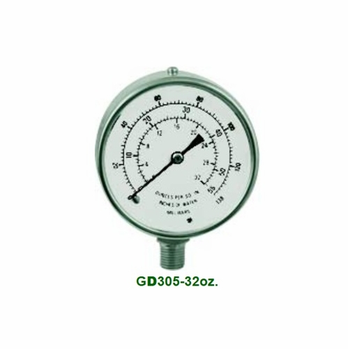 UNIWELD GD305 3 inch  UTILITY GAUGE 0-32 OZ/IN. SQ./55 inch  W.C. UPC 51020