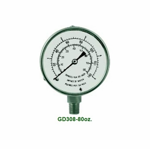 UNIWELD GD308 3 inch UTILITY GAUGE 0-5 PSI/140 inch W.C./0-80 OZ/IN. SQ. UPC 51021