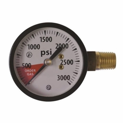 UNIWELD GS243  2 inch  3000 PSI HIGH PRESSURE CO2 GAUGE BLACK STEEL, RHT, S.M. UPC 51243