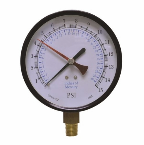 UNIWELD GS410-5IP 4 inch GAS TEST GAUGE 0-15 PSI, (1/10 LB. INCREMENTS) UPC 51380