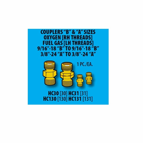 UNIWELD HC130 / UPC 43357 Hose Coupler O2 R.H. 3/8¨-24 inch A inch to 3/8¨-24 inch A inch (Sold