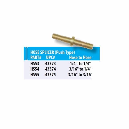 UNIWELD HS53 / UPC 43373 Hose Splice Push Type 1/4 inch  to 1/4 inch  MINIMUM ORDER 50