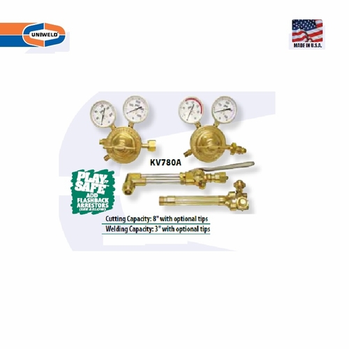 UNIWELD KR780AFB / UPC 81180 Fabricator Hvy Duty Cutting and Welding Outfit w/FB Arrestors CGA510 MI