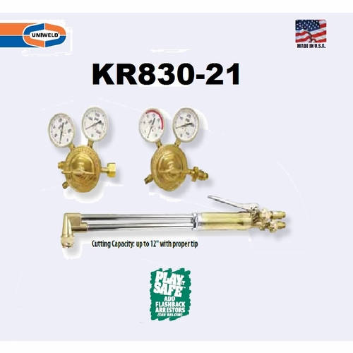 UNIWELD KR830-21FB / UPC 81280 Professional Hvy Duty Cutting and Welding Outfit w/FB Arrestors CGA51