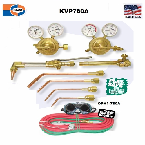 UNIWELD KVP780AFB / UPC 80085 Roughneck Propane Hvy Duty Cutting and Welding Outfit w/FB Arrestors C