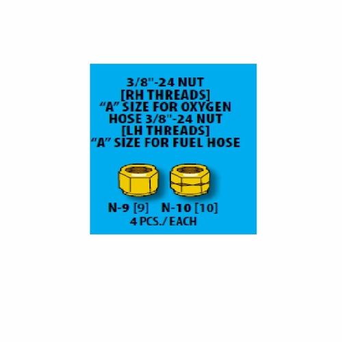 Uniweld N-10 / Upc 43355 Hose Nut  Inch A Inch  3/8- 24 L.H. (Sold In Multiples Of 50) Minimum Orde