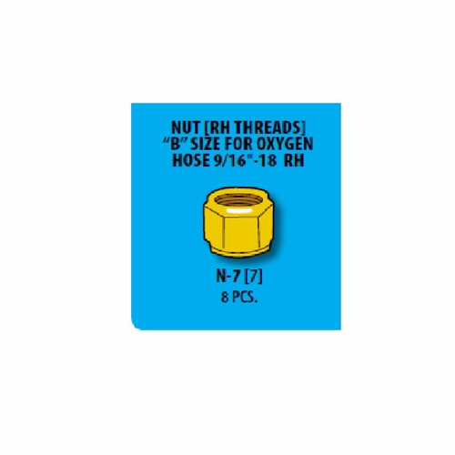 Uniweld N-7 / Upc 43352 Hose Nut  Inch B Inch  9/16- 18 R.H. (Sold In Multiples Of 50)) Minimum Ord