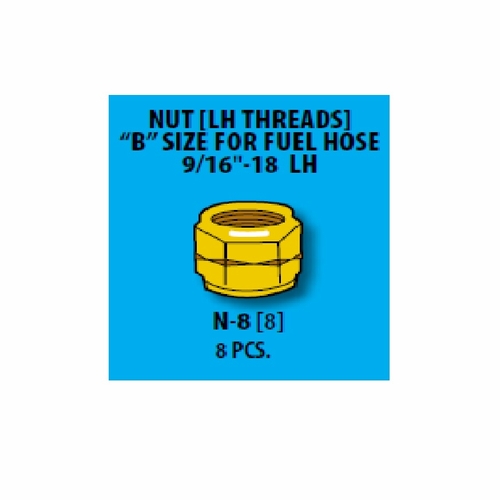 Uniweld N-8 / Upc 43353 Hose Nut  Inch B Inch  9/16- 18 L.H. (Sold In Multiples Of 50) Minimum Orde