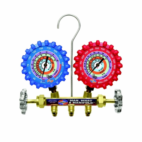 Uniweld Q2S8N5Sma 2-V Aluminum Manifold With 5 Ft. Smb Anti-Blowback Hoses (R410A/R22/R404A/R134A) U