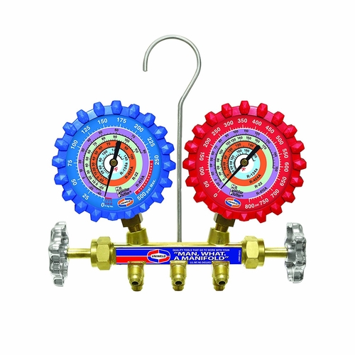 Uniweld Qs8N 2-V Aluminum Manifold (R410A/R22/R404A/R134A) No Hoses Upc 48600