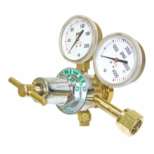 UNIWELD RHT8318 / UPC 11811 Med Duty 2 Stage Regulator w/2.5 inch Gauges Air 5-125 PSIG 9/16 inch
