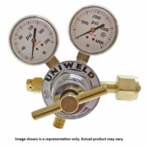 UNIWELD RUH8218 Med Duty 1 Stage Regulator w/2 inch Gauges Air 5-125 PSIG 9/16 inch UPC 11024