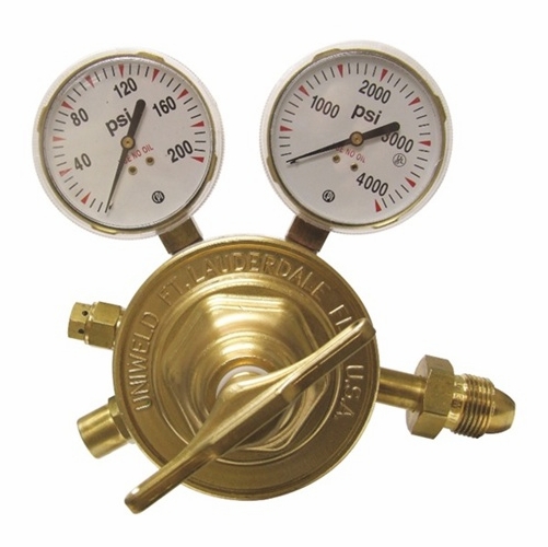 UNIWELD RV8014   Heavy Duty 1 Stage Regulator  Argon 5-125 PSIG  5/8 inch -18 RH CGA580 UPC 10017