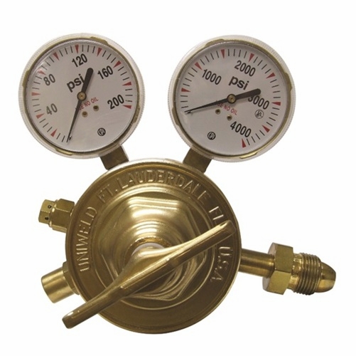 UNIWELD RV8016 Heavy Duty 1 Stage Regulator Helium 5-125 PSIG 5/8 inch -18 RH CGA580 UPC 10020