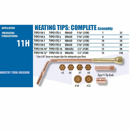UNIWELD TYPE11H-8 / UPC 31053 Oxyacetylene Complete Heating Tip number 8 MINIMUM ORDER 1