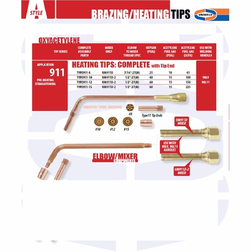 UNIWELD TYPE911-10 / UPC 31901 Oxyacetylene Heating Tip number 10 MINIMUM ORDER 1