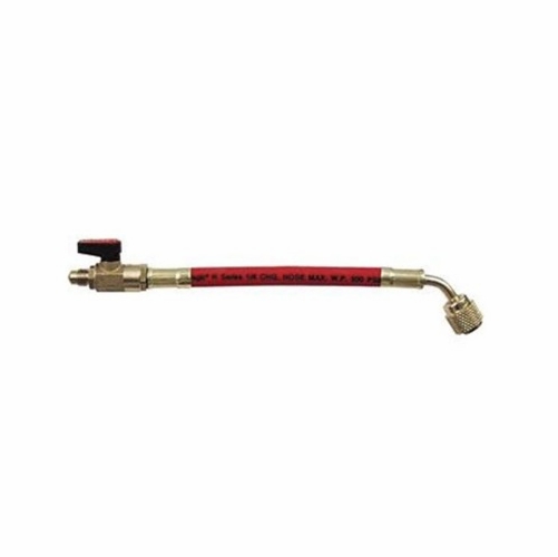 UNIWELD UBV146R 1/4 inch  BALL VALVE, VACUUM RATED TO 20 MICRONS WITH 6 inch  HOSE, RED,