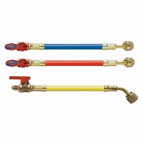 Uniweld Ubv146S 1/4 Inch  Ball Valve, Vacuum Rated To 20 Microns With Hose Set (1 Each R,Y,B