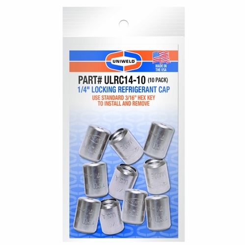 UNIWELD ULRC14-10 1/4 inch LOCKING CAP TO PREVENT UNAUTHORIZED ACCESS TO REFRIGERANT SYSTEM, PK. 1