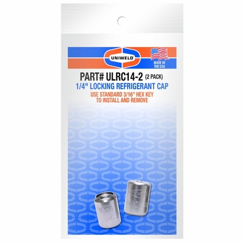 UNIWELD ULRC14-2  1/4 inch  LOCKING CAP PREVENTS UNAUTHORIZED ACCESS TO REFRIGERANT SYSTEM, PK. 2