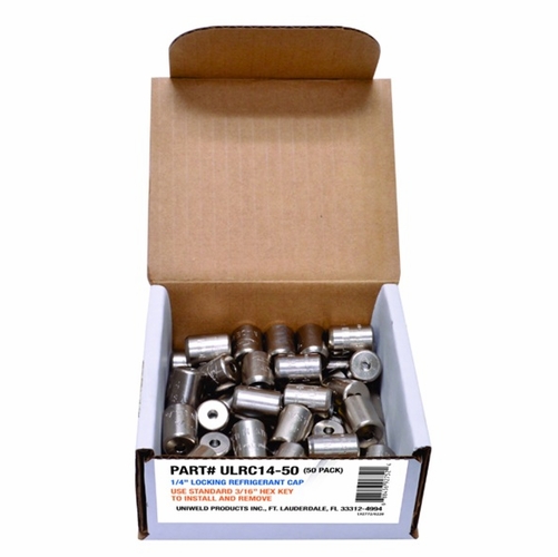 UNIWELD ULRC14-50 1/4 inch LOCKING CAP PREVENTS UNAUTHORIZED ACCESS TO REFRIGERANT SYSTEM, PK 50